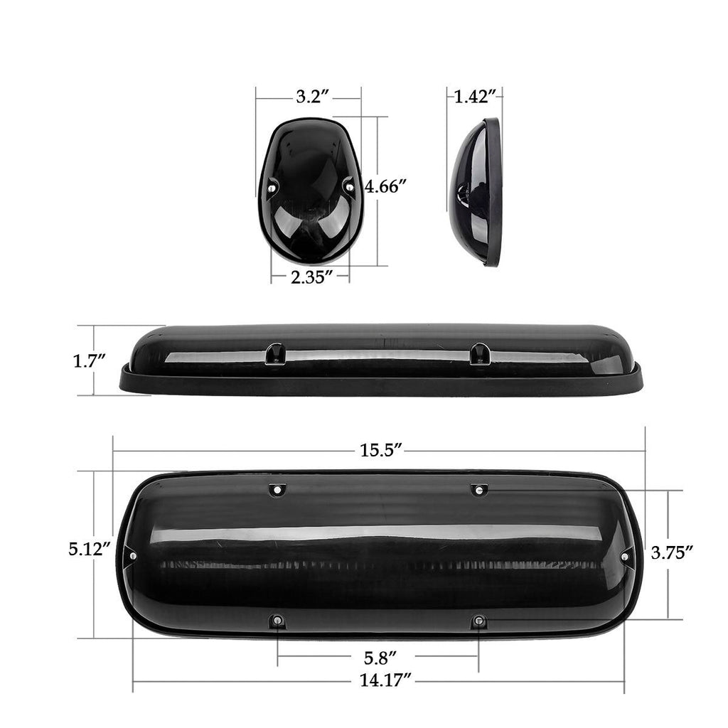 Partsam 3pcs Smoke Cover Lens White 30 LED Cab Marker Roof Running Top Lights Assembly + Wire Pack Compatible with Silverado/ Sierra 1500 1500HD 2500 2500HD 3500 2002 - 2007 Truck