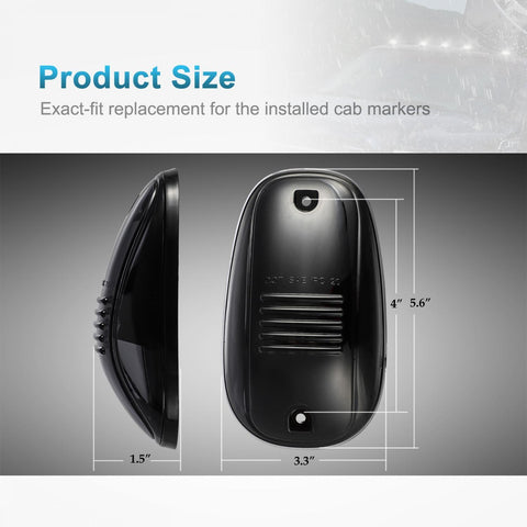 Image of Partsam 5pcs 12LEDs Smoke/White Cab Roof Top Marker Running Lights 264146BK Replacement for Dodge Ram 2003-2018 (Smoked Lens/White Lights)