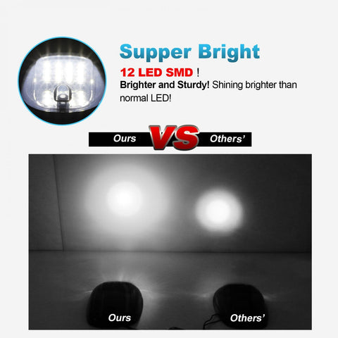 Image of Partsam 5pcs 12LEDs Smoke/White Cab Roof Top Marker Running Lights 264146BK Replacement for Dodge Ram 2003-2018 (Smoked Lens/White Lights)