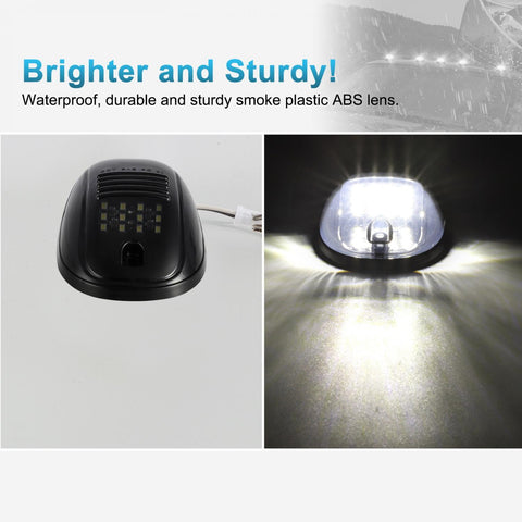 Image of Partsam 5pcs 12LEDs Smoke/White Cab Roof Top Marker Running Lights 264146BK Replacement for Dodge Ram 2003-2018 (Smoked Lens/White Lights)