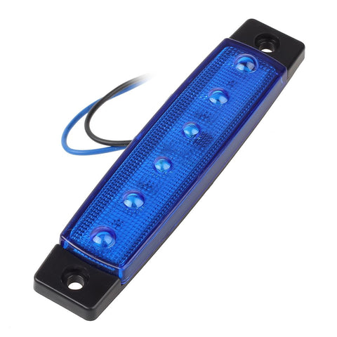 Image of Partsam 20PCS 3.8inch Blue Led Marker Clearance light Truck Trailer Boat Lights Indicators Deco., Thin Line Led Cab Marker Truck Lorry Van RV Camper Parts Taillight License Plate Light Lamp 6led