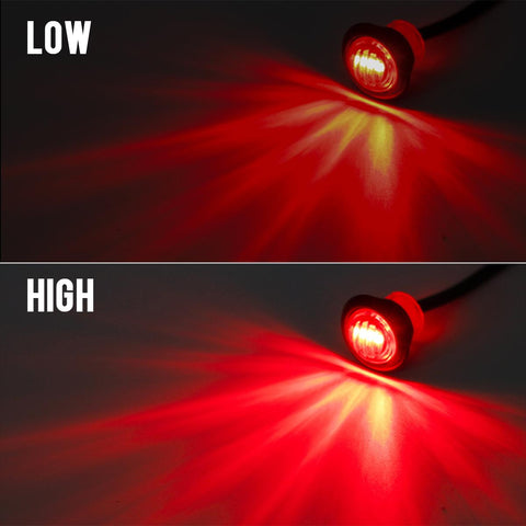 Image of Partsam 20 x 3/4inch Round Led Light Trailer Boat Marker Clearance High Low 3SMD Clear Lens, 3/4inch round LED combination turn signal running lamp fender lights 3-WIRE assembly Taillights(10Red+10Amber)