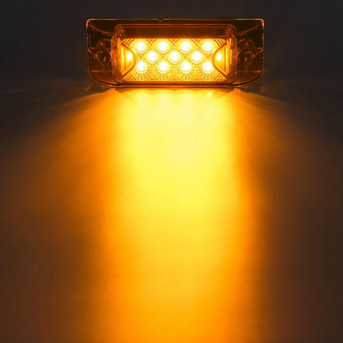 Image of Partsam Amber Lens 2" x 6" rectangular 13 diode LED marker light w/reflector Surface Mount, Multi Faceted 6x2 Rectangle Led Truck and Trailer Side Marker and Clearance Lights (Pack of 10)
