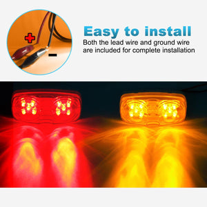 Partsam 14x Trailer Marker LED Light Double Bullseye 10 Diodes Clearance Light Red/Amber, 4x2 Tiger Eye / Double Bubble 12V Rectangular LED Side Marker Light Indicators Surface Mount RV Camper Trucks