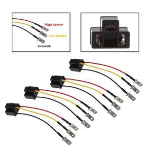 Partsam H4 9003 Wiring Harness Headlights Wire Sockets H4 to 3 Pin Adapter for 4"x6" 7"x6" 5"x7" 6x8 inch Car Truck Pickup Heavy Duty Headlamp (4PCS a Pack)