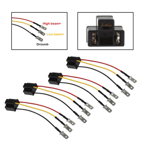 Image of Partsam H4 9003 Wiring Harness Headlights Wire Sockets H4 to 3 Pin Adapter for 4"x6" 7"x6" 5"x7" 6x8 inch Car Truck Pickup Heavy Duty Headlamp (4PCS a Pack)