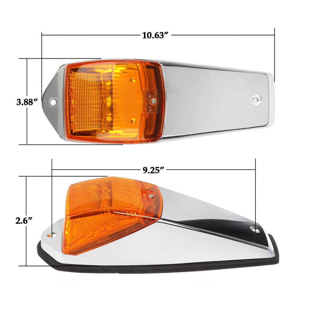 Partsam 5PCS Truck Cab Marker Light 17 LED Amber Top Roof Running Lights w/Chrome Base Truck Trailer Light Replacement for Peterbilt/Kenworth/Freightliner//Mack/Autocar Hayes