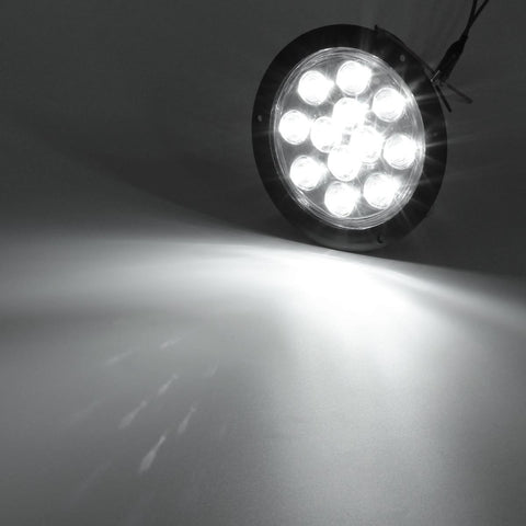 Image of Partsam 2PCS 12 LED White 4inch Round Backup Reverse Lights Marker w/ Stainless Rings Sealed