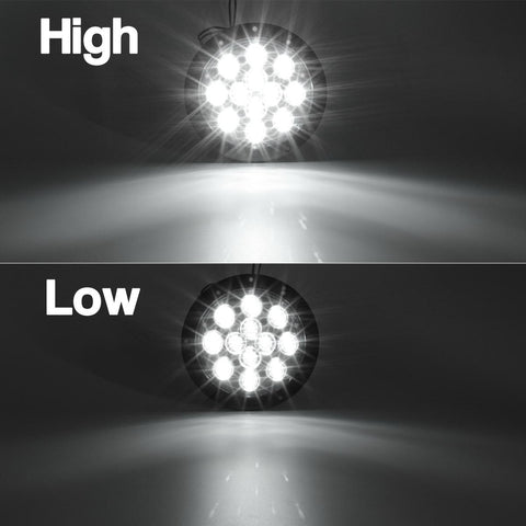 Image of Partsam 2PCS 12 LED White 4inch Round Backup Reverse Lights Marker w/ Stainless Rings Sealed