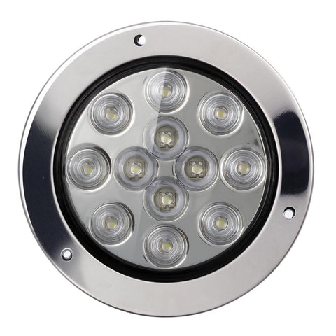 Image of Partsam 2PCS 12 LED White 4inch Round Backup Reverse Lights Marker w/ Stainless Rings Sealed