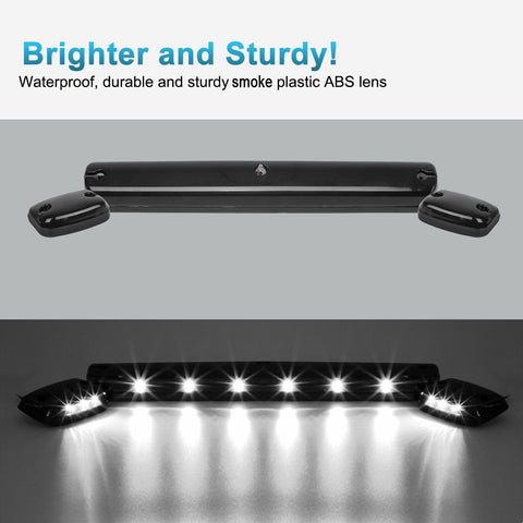 Image of Partsam 3X Smoke/White 12LED Cab Marker Roof Running Top Lights Assembly + Wire Harness Compatible with Silverado/ Sierra 1500 2500 2500HD 3500 3500HD 2014 2500HD 3500HD 2007-2013