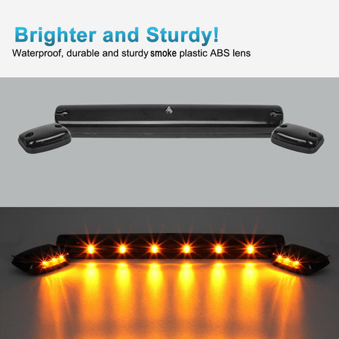 Image of Partsam 3X Smoke Cab Light Amber 12LED Cab Marker Top Roof Running Light Assembly + Wire Harness Compatible with Silverado/ Sierra 1500 2500 2500HD 3500 3500HD 2014 2500HD 3500HD 2007-2013