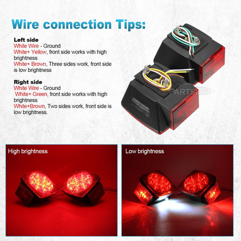 Image of Partsam Submersible Under 80inch LED Trailer Light Kit,Square Stop Turn Tail RV Truck Lights w/Wire &Bracket,Red/Amber Side Fender Marker Lamps,3rd Brake ID Light Bar for Camper Truck RV Boat Snowmobile