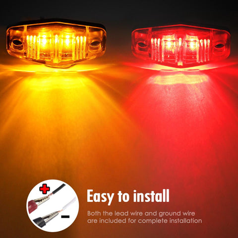 Image of Partsam Submersible Under 80inch LED Trailer Light Kit,Square Stop Turn Tail RV Truck Lights w/Wire &Bracket,Red/Amber Side Fender Marker Lamps,3rd Brake ID Light Bar for Camper Truck RV Boat Snowmobile