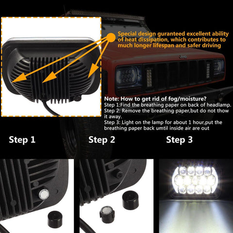 Image of 2Pcs 5x7 Led Headlights 7x6 Led Sealed Beam Headlights with Angel Eyes DRL High Low Beam C4 Corvette H6054 6054 Led Headlight Compatible with Jeep Wrangler YJ Cherokee XJ H5054 H6054LL 6052 6053