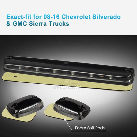 Image of Partsam 3PCS Clear Lens Cab Roof Marker Lights 12LED Amber Top Assembly Light Compatible with Silverado/ Sierra 1500 2500 3500 2500HD 3500HD 2007 2008 2009 2010 2011 2012 2013 2014