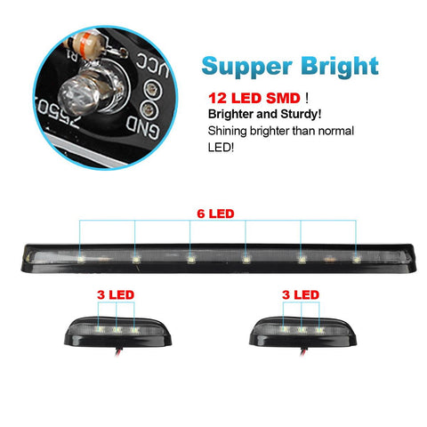 Image of Partsam 3PCS Clear Lens Cab Roof Marker Lights 12LED Amber Top Assembly Light Compatible with Silverado/ Sierra 1500 2500 3500 2500HD 3500HD 2007 2008 2009 2010 2011 2012 2013 2014