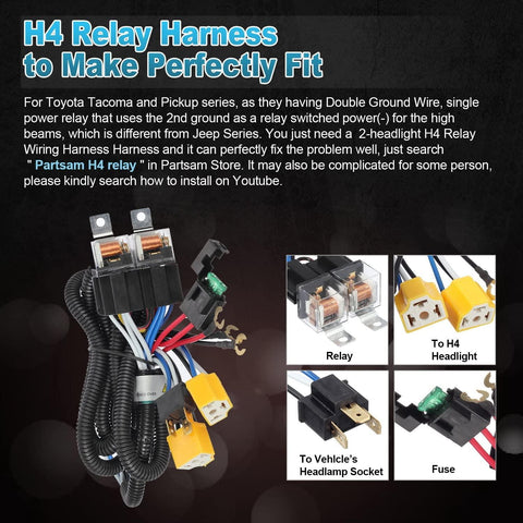 Image of Partsam H6054 7x6 5x7 LED Headlights Sealed Beam Hi/Low w/ H4 Wiring Harness Compatible with Jeep Wrangler YJ XJ/GMC Chevrolet Express S10/Ford Cherokee E250/Toyota Tacoma/Mazda