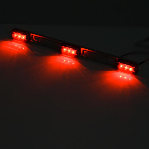 Image of Partsam Red Clearance ID BAR Marker Light 3 Light 9 LED Trailer Sealed Stainless Steel, Sealed 3-Light Truck and Trailer Identification LED Light Bar Red Led Strip w/Black Base