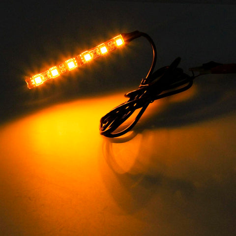 Image of Partsam LED Strip Light Bar 2X 6 LED Black Third Brake Light Motorcycle Turn Signal Backup License Plate Universal Amber Lights Strip