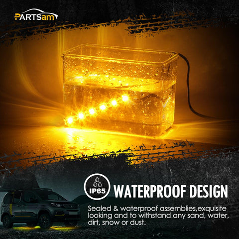 Image of Partsam LED Strip Light Bar 2X 6 LED Black Third Brake Light Motorcycle Turn Signal Backup License Plate Universal Amber Lights Strip