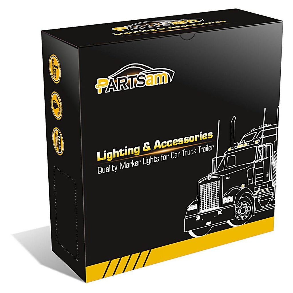 Partsam 2pcs 4" Round LED Trailer Tail Lights - 40 White LED Reverse Back up Trailer Lights for RV Trucks, Waterproof Sealed Round led Reverse Fog Lights Flush Mount for Truck Trailer Boat Bus