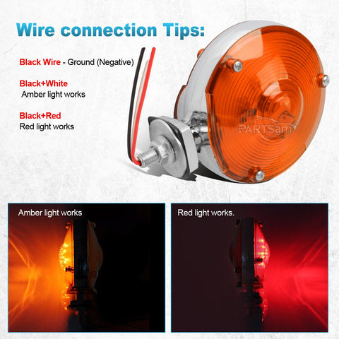 Image of Partsam 2Pcs 4 Inch Round Double Face Star Led Pedestal Lights Mount Stop Tail Brake Turn Signal Lights Trucks Semi Trailers Tractors Fender Mount Lights Lamps