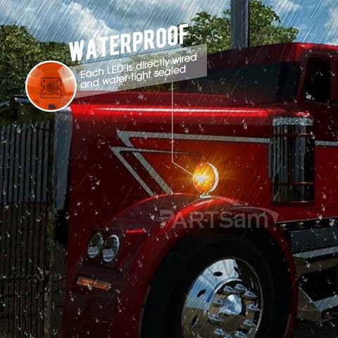 Image of Partsam 2Pcs 4 Inch Round Double Face Star Led Pedestal Lights Mount Stop Tail Brake Turn Signal Lights Trucks Semi Trailers Tractors Fender Mount Lights Lamps