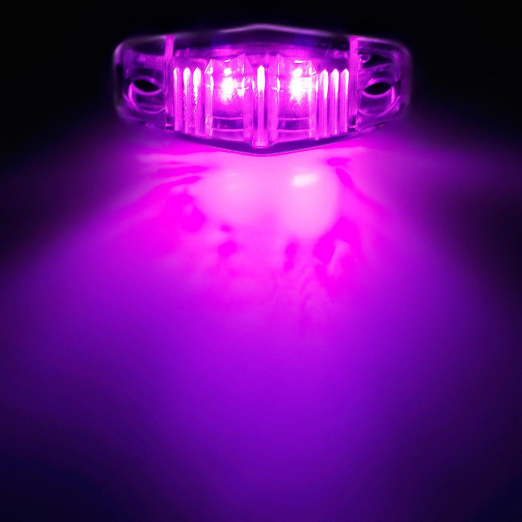 Partsam 10Pcs 2.5inch Inch Mini Oval Pink Purple Led Side Marker Clearance Lights 2 Diodes Clear Lens Waterproof Surface Mount Sealed 12V Car Truck Lorry Van Boat Trailer Marine Led Courtesy Lights