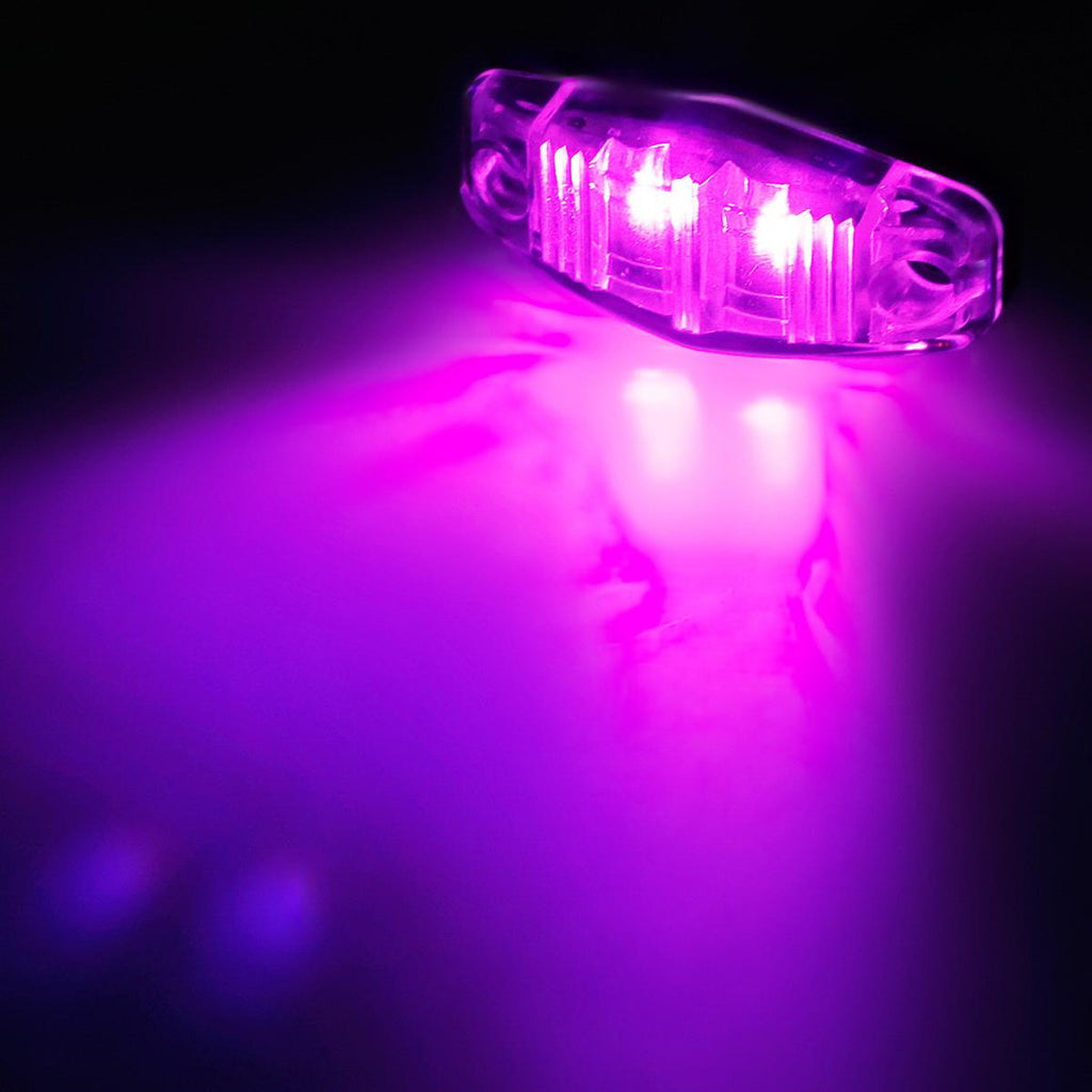 Partsam 10Pcs 2.5inch Inch Mini Oval Pink Purple Led Side Marker Clearance Lights 2 Diodes Clear Lens Waterproof Surface Mount Sealed 12V Car Truck Lorry Van Boat Trailer Marine Led Courtesy Lights