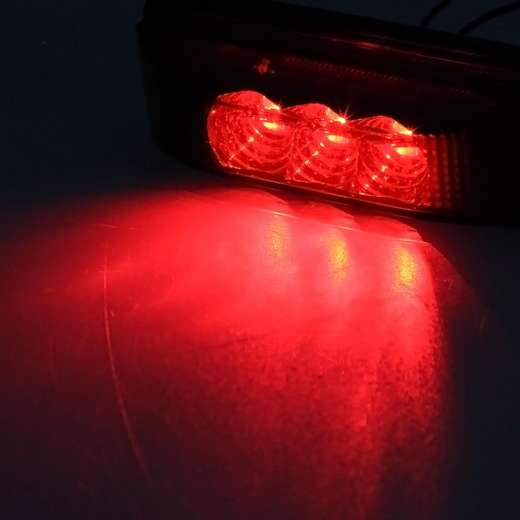 Partsam 10pcs 3.9inch Waterproof Red 3LED Side Marker Light Lamp for Trailer Truck Boat DC12V, Thin line Faceted LED Trailer Truck Clearance or Side Marker Lights w Mini Reflectors