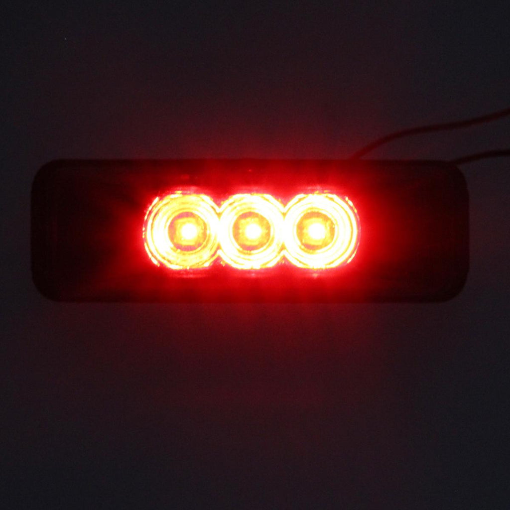 Partsam 10pcs 3.9inch Waterproof Red 3LED Side Marker Light Lamp for Trailer Truck Boat DC12V, Thin line Faceted LED Trailer Truck Clearance or Side Marker Lights w Mini Reflectors