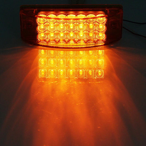 Image of Partsam 2pcs 6" Amber LED Rectangle Tail Stop Marker Light Trailer Truck RV 3 Wires 21LED, 6x2 Rectangular Led Clearance Lights, 2x6 Big Side Marker Lights
