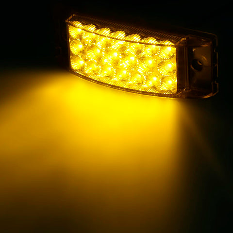 Image of Partsam 2pcs 6" Amber LED Rectangle Tail Stop Marker Light Trailer Truck RV 3 Wires 21LED, 6x2 Rectangular Led Clearance Lights, 2x6 Big Side Marker Lights