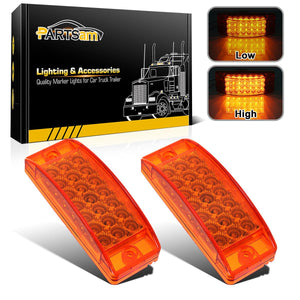 Partsam 2pcs 6" Amber LED Rectangle Tail Stop Marker Light Trailer Truck RV 3 Wires 21LED, 6x2 Rectangular Led Clearance Lights, 2x6 Big Side Marker Lights