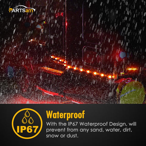 Image of Partsam 2Pcs Red 6" LED Rectangle Side Marker and Clearance Trailer Lights 21 Diodes with Reflectors Waterproof 12V Sealed 6x2 Rectangular Led Stop Turn Tail Brake Lights Dual Mode Surface Mount