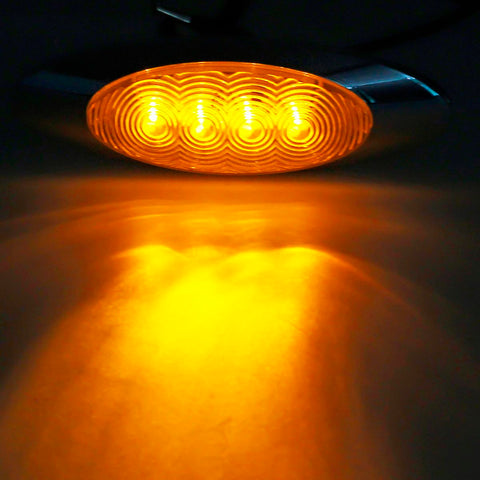 Image of Partsam 10Pcs 6-5/8 Amber Led Side Marker Lights 4LED Chrome Surface Mount with Bullet Plugs Waterproof Replacement for Peterbilt/Kenworth/Freightliner Led Cab Panel Marker Lights Sealed