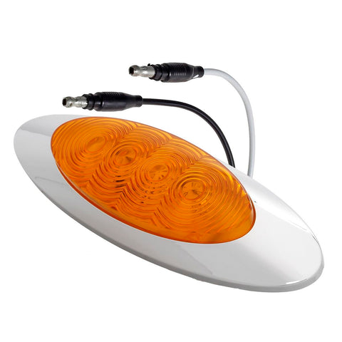 Image of Partsam 10Pcs 6-5/8 Amber Led Side Marker Lights 4LED Chrome Surface Mount with Bullet Plugs Waterproof Replacement for Peterbilt/Kenworth/Freightliner Led Cab Panel Marker Lights Sealed