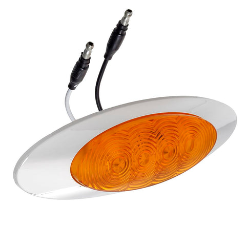 Image of Partsam 10Pcs 6-5/8 Amber Led Side Marker Lights 4LED Chrome Surface Mount with Bullet Plugs Waterproof Replacement for Peterbilt/Kenworth/Freightliner Led Cab Panel Marker Lights Sealed