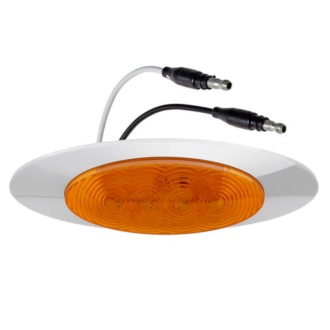 Image of Partsam 10Pcs 6-5/8 Amber Led Side Marker Lights 4LED Chrome Surface Mount with Bullet Plugs Waterproof Replacement for Peterbilt/Kenworth/Freightliner Led Cab Panel Marker Lights Sealed