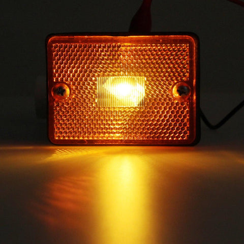 Image of Partsam 4pcs AMBER Square Clearance Side Marker Light Trailer RV w reflex reflector, 2-4/5inch Rectangular amber stud-mount Led marker lights reflectorized
