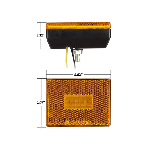 Image of Partsam 4pcs AMBER Square Clearance Side Marker Light Trailer RV w reflex reflector, 2-4/5inch Rectangular amber stud-mount Led marker lights reflectorized