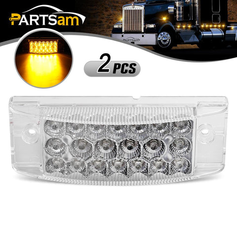 Image of Partsam Pair 6inch Amber Side Front Marker Light Turn Signal Light High Low Brightness Sealed, 20 Diodes, Trailer Clearance and led marker lights, 6x2 Rectangular Rectangle led lights, 3 Wires