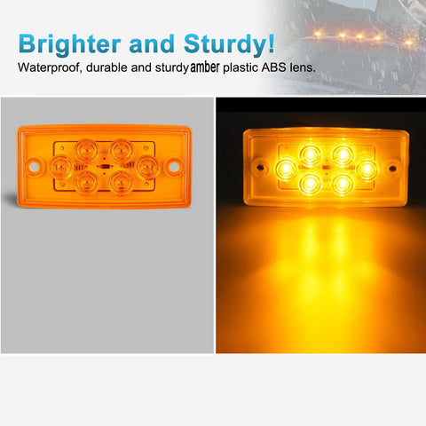 Image of Partsam Truck Cab Light 6LED Amber Top Roof Running Cab Marker Light 5pcs Waterproof Compatible with /Freightliner Heavy Duty Trailer Trucks