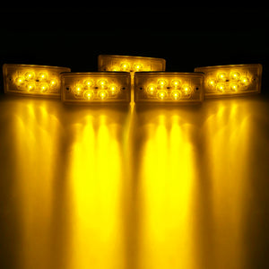 Partsam Truck Cab Light 6LED Amber Top Roof Running Cab Marker Light 5pcs Waterproof Compatible with /Freightliner Heavy Duty Trailer Trucks