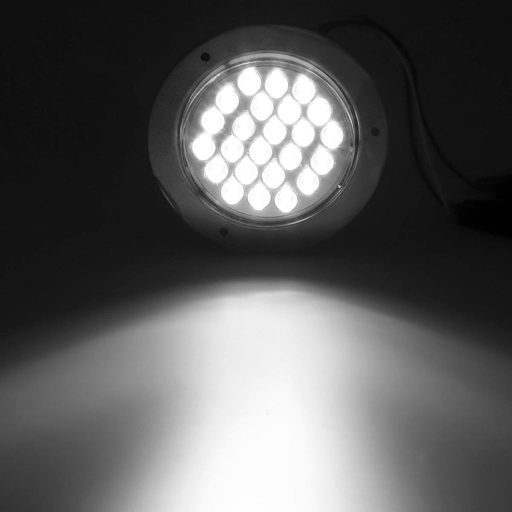 Partsam 2pcs 4" Round White 24 LED Truck Trailer Light Reverse Backup Running Light + Chrome/Wire