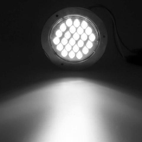 Image of Partsam 2pcs 4" Round White 24 LED Truck Trailer Light Reverse Backup Running Light + Chrome/Wire