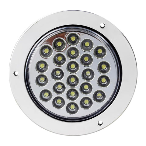 Image of Partsam 2pcs 4" Round White 24 LED Truck Trailer Light Reverse Backup Running Light + Chrome/Wire