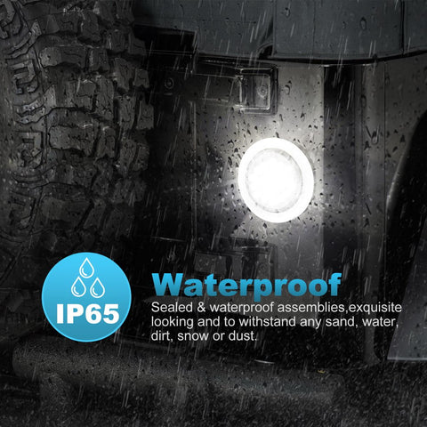 Image of Partsam 2pcs 4" Round White 24 LED Truck Trailer Light Reverse Backup Running Light + Chrome/Wire