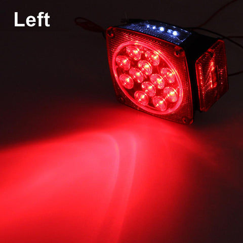 Image of Partsam 12V Waterproof Square LED Trailer Tail Light Kit Clear Lens Red Trailer Brake Stop Tail Turn Signal Running Lights License Kit for Camper Truck RV Boat Trailer Snowmobile Marine Under 80inch